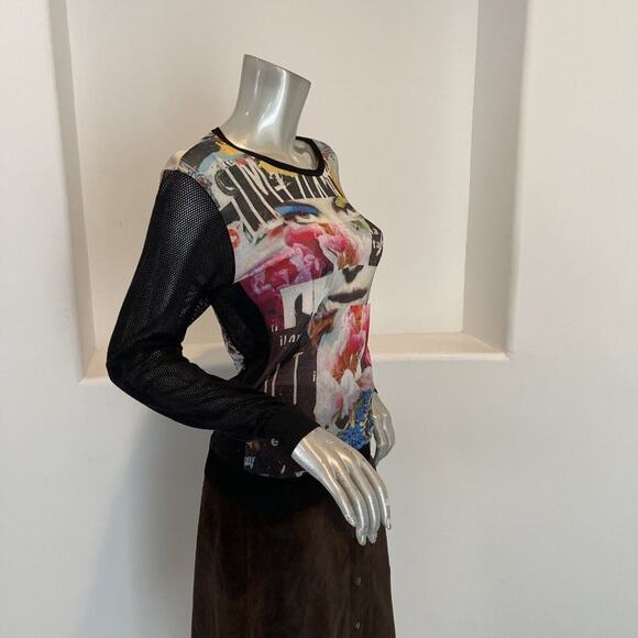 PINKO Print Pattern Top Long Sleeve Size L - Picture 2 of 13